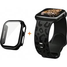Shein 3-In-1 Includes A Wristband, Case, And Film For Women Men. I Fashion Leopard Monochrome Silicone Band 38mm 40mm