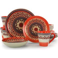 Orange Dinner Sets Elama Elama Mandala Round Dinner Set