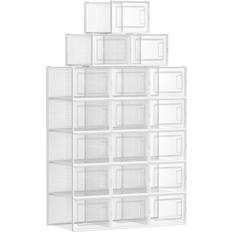 Best Hallway Furniture & Accessories Songmics Boxes for Closet Transparent & White Shoe Rack 13.7x7.4" 18