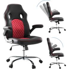 Gaming Chairs JHK JHK Gaming Chair Ergonomic Office Chair, PU Leather Gamer Chair with Padded Flip-up Armrests and Lumbar Support, Height Adjustable Computer Desk Chair PC Gaming Chair for Adults Teens, Red