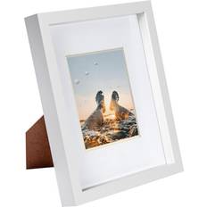 Acrylic Photo Frames Nicola Spring 8" 10" White 3D Box Mount Photo Frame