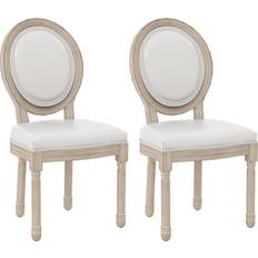 White Kitchen Chairs Homcom French Style Set of 2 Cream Kitchen Chair 2pcs