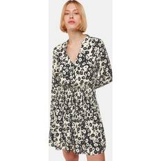 Riley Floral Shirred Mini Dress, Black/Multi