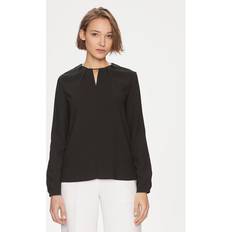 Calvin Klein Ensfarvet Bluser Calvin Klein Bluse Metal Bar Long Sleeve Blouse - Sort
