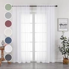 Transparent Curtains OWENIE Voile Fimly Sheer Drapes 106.7x213.4cm