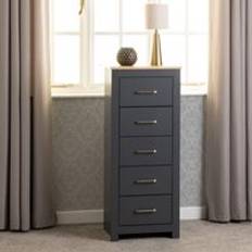 Furniture SECONIQUE Portland 5 Narrow Chest of Drawer