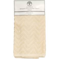White Kitchen Towels Divante Pack of 2 Jacquard Terry Cream Kitchen Towel White