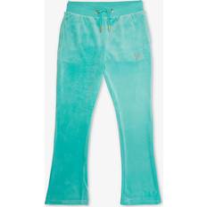 Turquoise Children's Clothing Juicy Couture Girls Turquoise Kids Diamante-embellished Flared-leg Stretch-velour Jogging Bottoms 7-16 Years 14-15 Years