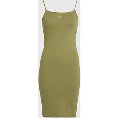 Calvin Klein Elastane/Lycra/Spandex Dresses Calvin Klein Slub Ribbed Woven Dress - Green