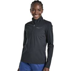 Saucony Solstice Damen Sweatshirt mit langen Ärmeln und 1/4-Reißverschluss in Schwarz, Größe