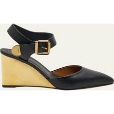 Chloe Rebecca Leather Wedge Ankle-Strap Pumps