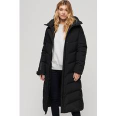 Superdry City Chevron Padded Longline Jacket, Black