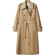 Brown - Women Coats Mango Angela Double Button Trench Coat - Medium Brown