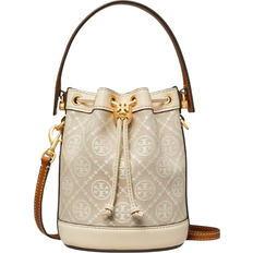 Bolsos Cubo Tory Burch Mini T monogram Bucket Bag - Ivory