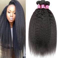 Kinky Straight Hair Bundle #1B Natural Black 3-pack