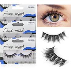BEP BEPHOLAN Fake Eyelashes, 3 Pairs Mink Lashes Faux Fluffy Natural Look False Eyelashes,Synthetic Fiber Material Wispy Strip False Lashes XMZ21-Classic Package