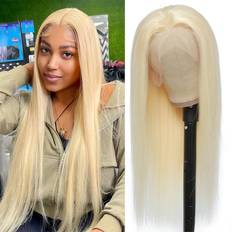 Mengkai Blonde Lace Front Wigs Human Hair Pre Plucked 10A Brazilian 613 Straight