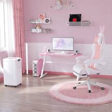 Pink PU Leather Rabbit Ears Recliner Gaming Chair