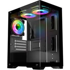 CiT Range Black MicroATX PC Case Celsius Dual-Ring Fans