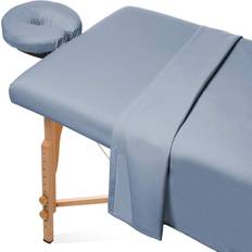 Massage Tables & Accessories Saloniture Saloniture 3-Piece Flannel Massage Table Sheet Set Soft Cotton Facial Bed Cover Includes Flat and Fitted Sheets with Face Cradle Cover Cornflower Blue