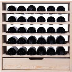 Wall Wine Racks Caverack Cleo 30 Bottles Drawer Pine Wine Rack 60x60cm