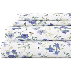 Becky Cameron Brushed Blossoms Bed Sheet Blue (266.7x259.1cm)