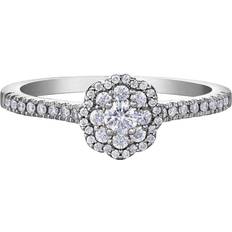 Engagement Ring - Woman Rings T.H.Baker Flower Halo Cluster Ring - White Gold/Diamonds