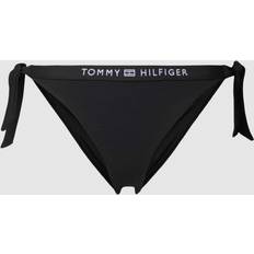 Tommy Hilfiger Black Swimwear Tommy Hilfiger Tonal Logo Side Tie Bikini Bottoms BLACK