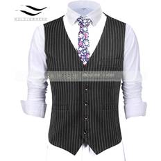 Mens Suit Vest Formal Business Pinstripe Waistcoat Lime Green Man Coat For Wedding burgundy/black/royal Blue/Navy Multicoloured One