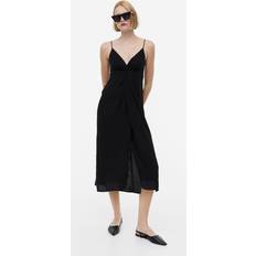 H&M Kleider H&M Damen Kleid mit V-Ausschnitt Schwarz