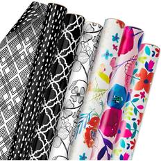 Mother's Day Gift Wrapping Papers Hällmark Hallmark Reversible Wrapping Paper Bundle 6 Rolls: 195 Square Feet Total Flowers & Polka Dots, Black and White, Pink and Blue for Birthdays, Weddings, Valentine's Day, Mother's Day, Baby Shower