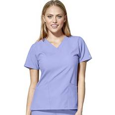 Work Tops WonderWink 123 Women's Basic Solid V-Neck Scrub Top-6255 Ceil Blue X-Small