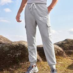 Multifärgade - Tyg Byxor Shein Men's Outdoor Joggers With Color-blocking & Letter Print Drawstring Waistbands