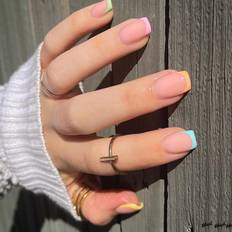 Multicolour False Nails Shein Boxed Almond Shape Pink Transparent White Neutral Nails 24-pack