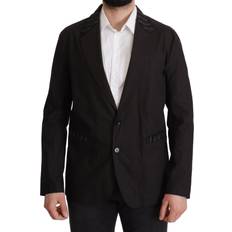 Dolce & Gabbana Men Blazers Dolce & Gabbana Black Cotton Single Breasted Blazer Jacket IT48