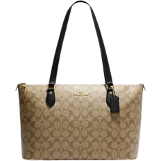 Coach Gallery Tote In Signature Canvas - Gold/Khaki/Black