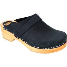 Vollsjö Vollsjö Men Clogs Made Of Wood And Leather/Suede, Slippers Wooden Shoes For Gentlemen, Comfortable House Footwear Wooden Mules, Casual Shoes, Home Slippers, Made In The EU, 14, Suede Black