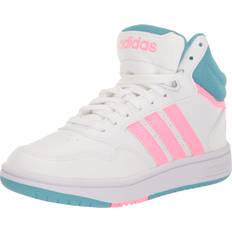 First Steps Adidas adidas Kids Hoops 3.0 Mid Basketball Shoe, White/Beam Pink/Preloved Blue, Unisex Toddler