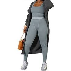 Sets - Square Jumpsuits & Overalls Casual Workout Sets Two Piece Outfits - Grey