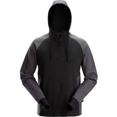 EN 388 Work Wear Snickers Two-Coloured Half-Zip Hoodie Black/Steel Grey