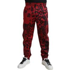 Leopard - Men Trousers Dolce & Gabbana Red Black Leopard Stretch Jogger Pants IT46