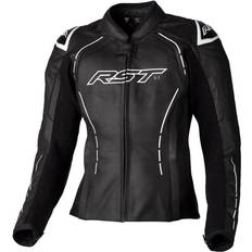 Women Motorcycle Jackets Rst S1 Leather Motorcycle Jacket - Black/White Woman