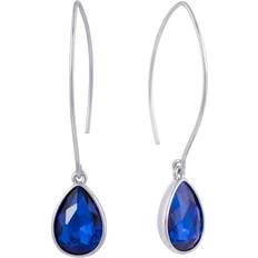 Brass Jewelry Macy's Sparkle Allure Crystal Pure Silver Over Brass Pear Drop Earrings, One Size, Blue Blue