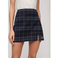 Shirt Collar - Women Skirts Superdry Check Mini Skirt, Blue/Yellow