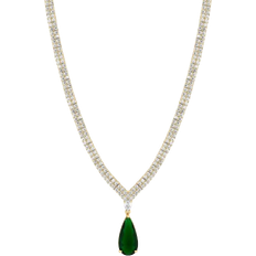 Jon Richard Pear Drop Collar Necklace - Gold/Emerald/Transparent