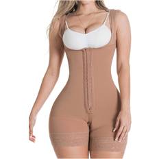 Sonryse Women 's Colombianas Reductoras Y Moldeadoras Stage 2 Faja - Mocha /Zippered Crotch