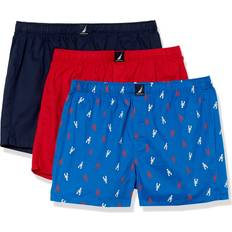 Nautica Mens cotton Woven Pack Boxer, PeacoatBright Red color Lobster