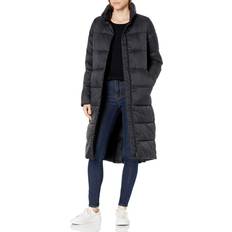 Amazon Essentials Women's Lightweight Water-Resistant Longer Length Cocoon Puffer Coat, Black