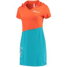 Dresses Refried Apparel Women's Orange/Aqua Miami Dolphins Sustainable Hooded Mini Dress