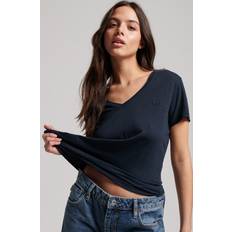 Superdry Woman Tops Superdry Slub Embroidered V-Neck T-Shirt - Eclipse Navy